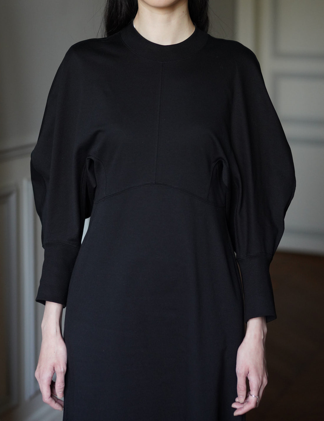 Cotton Jersey Flare Dress・Black