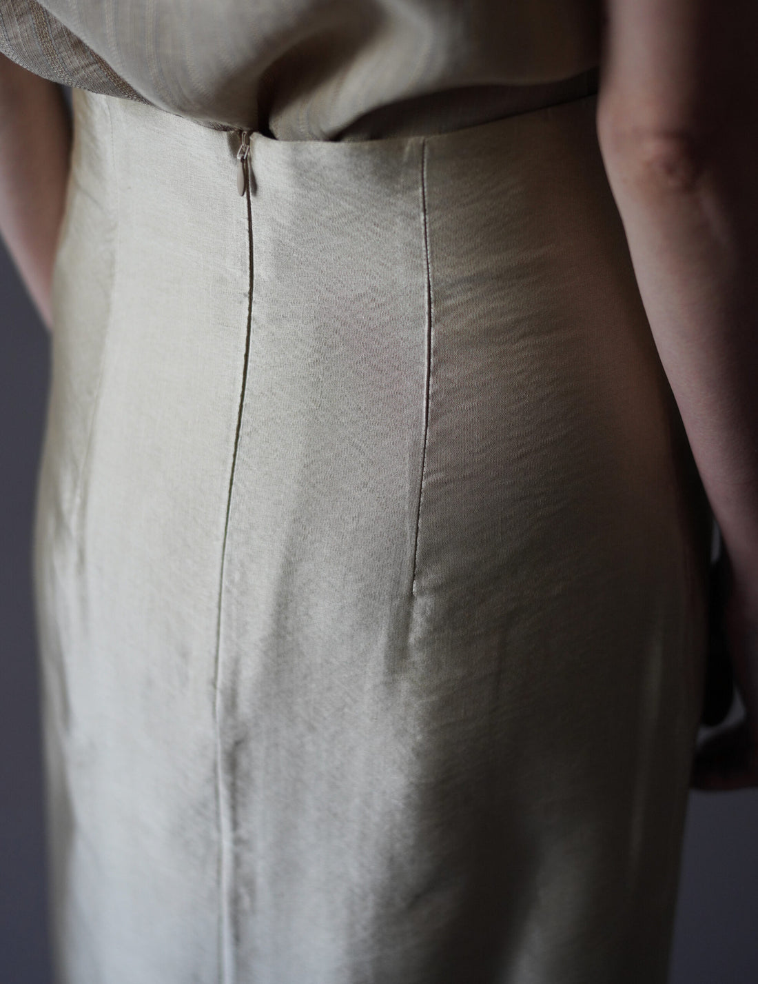 INGA 高腰長裙・金米色