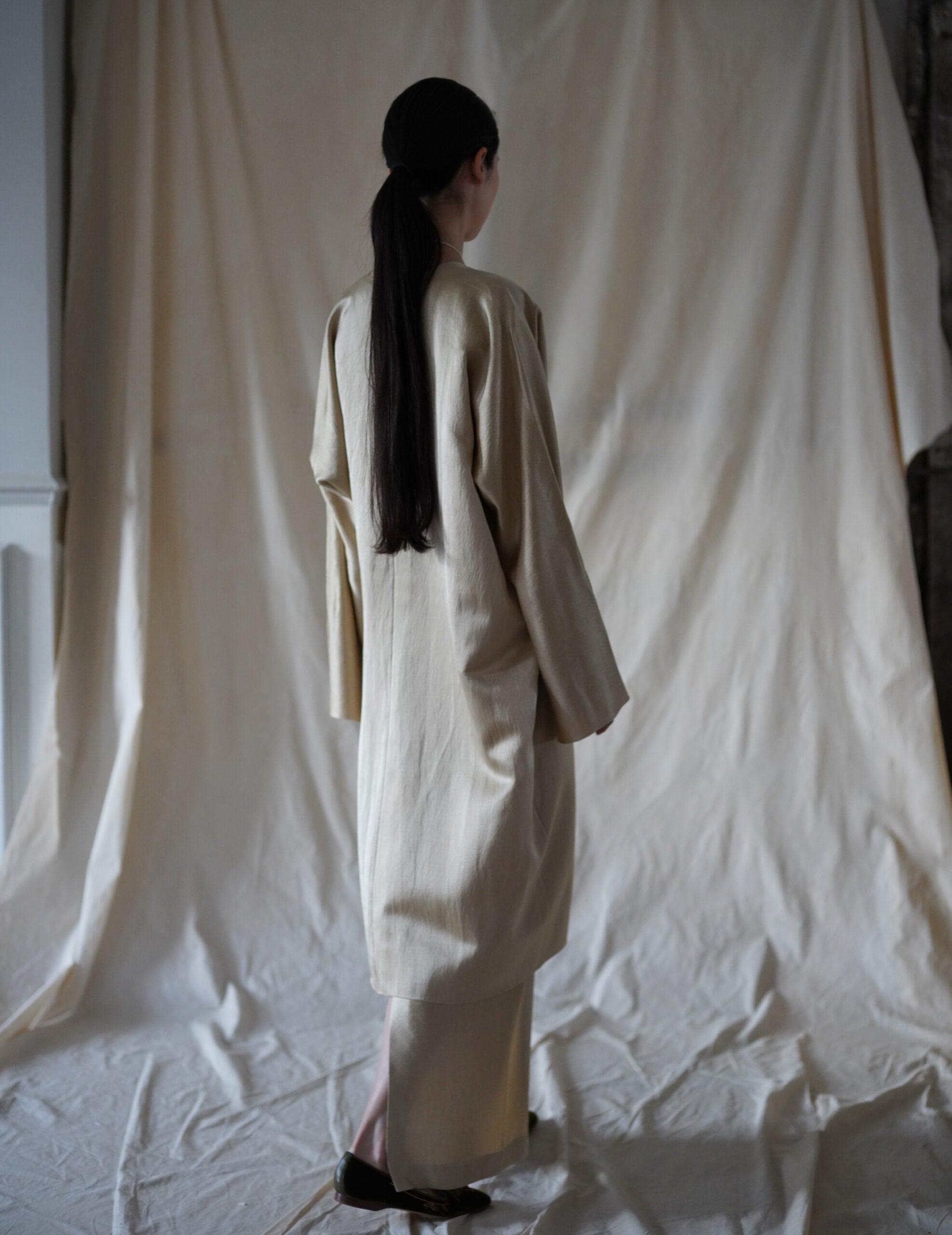  INGA 雙面穿著長外套・金米色