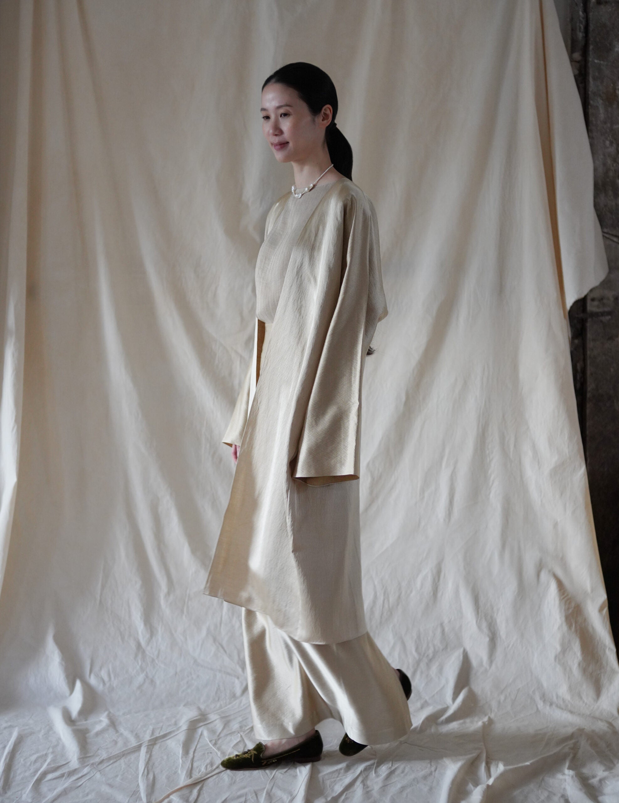  INGA 雙面穿著長外套・金米色