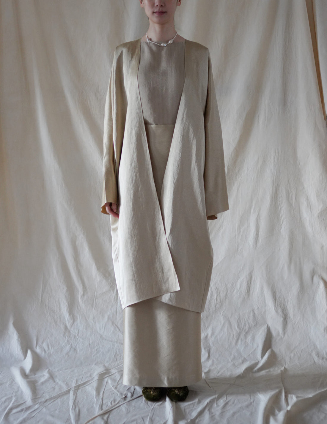  INGA 雙面穿著長外套・金米色