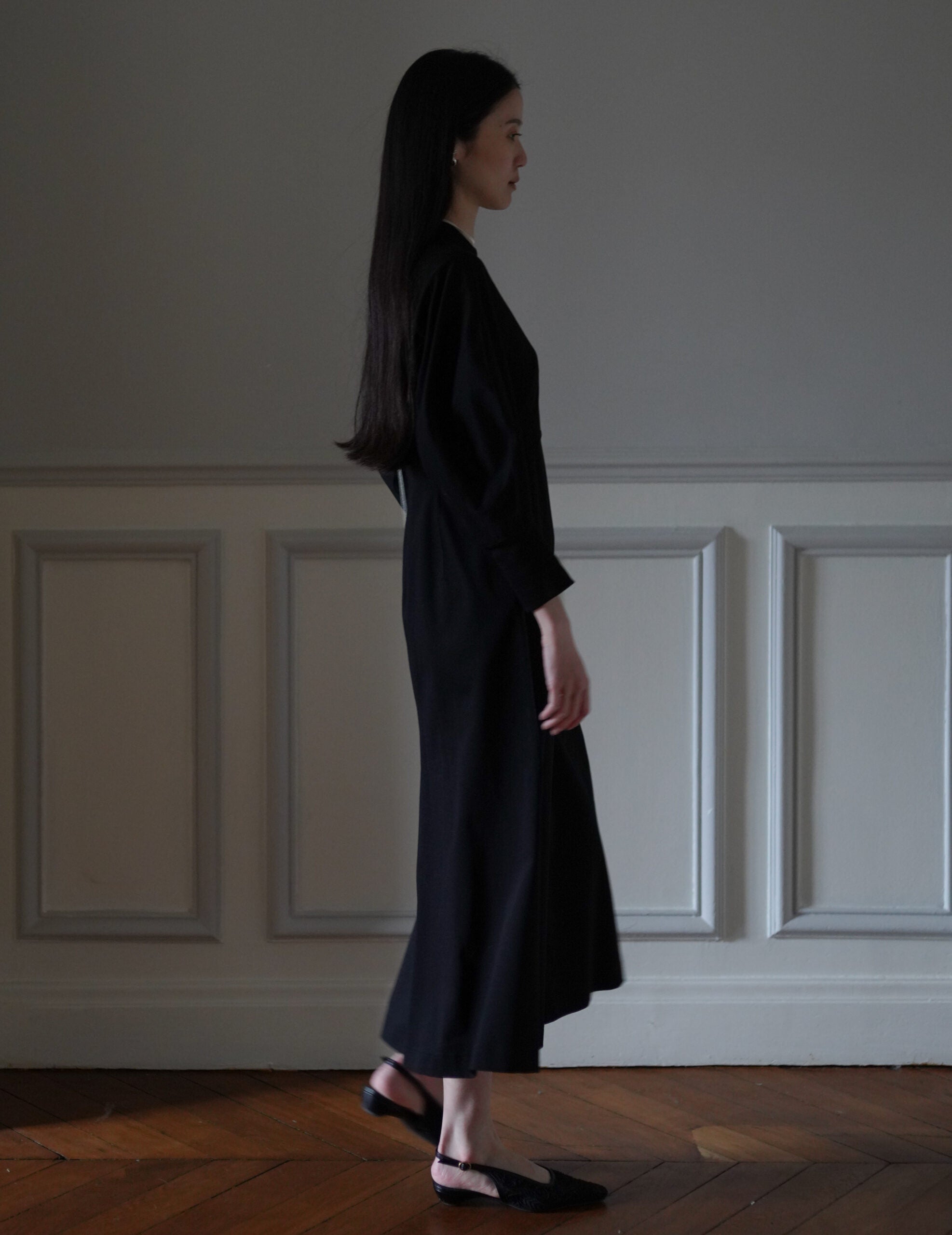 Cotton Jersey Flare Dress・Black