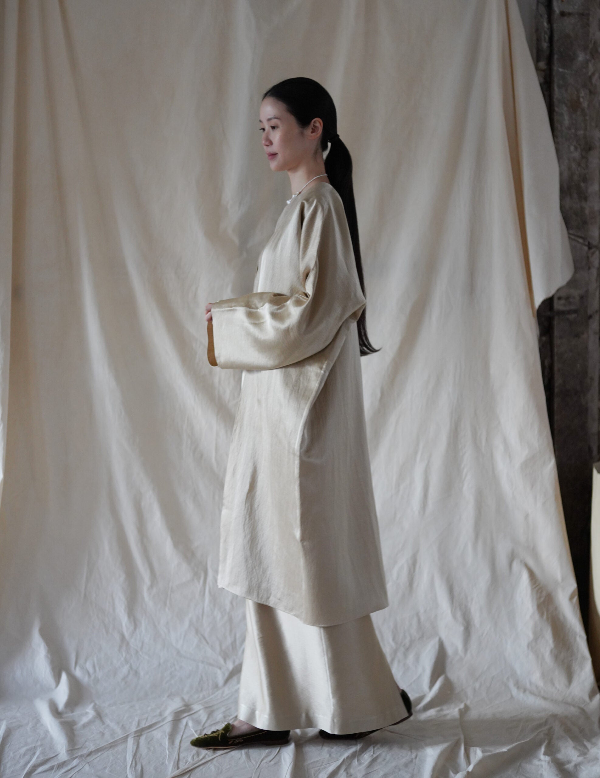  INGA 雙面穿著長外套・金米色