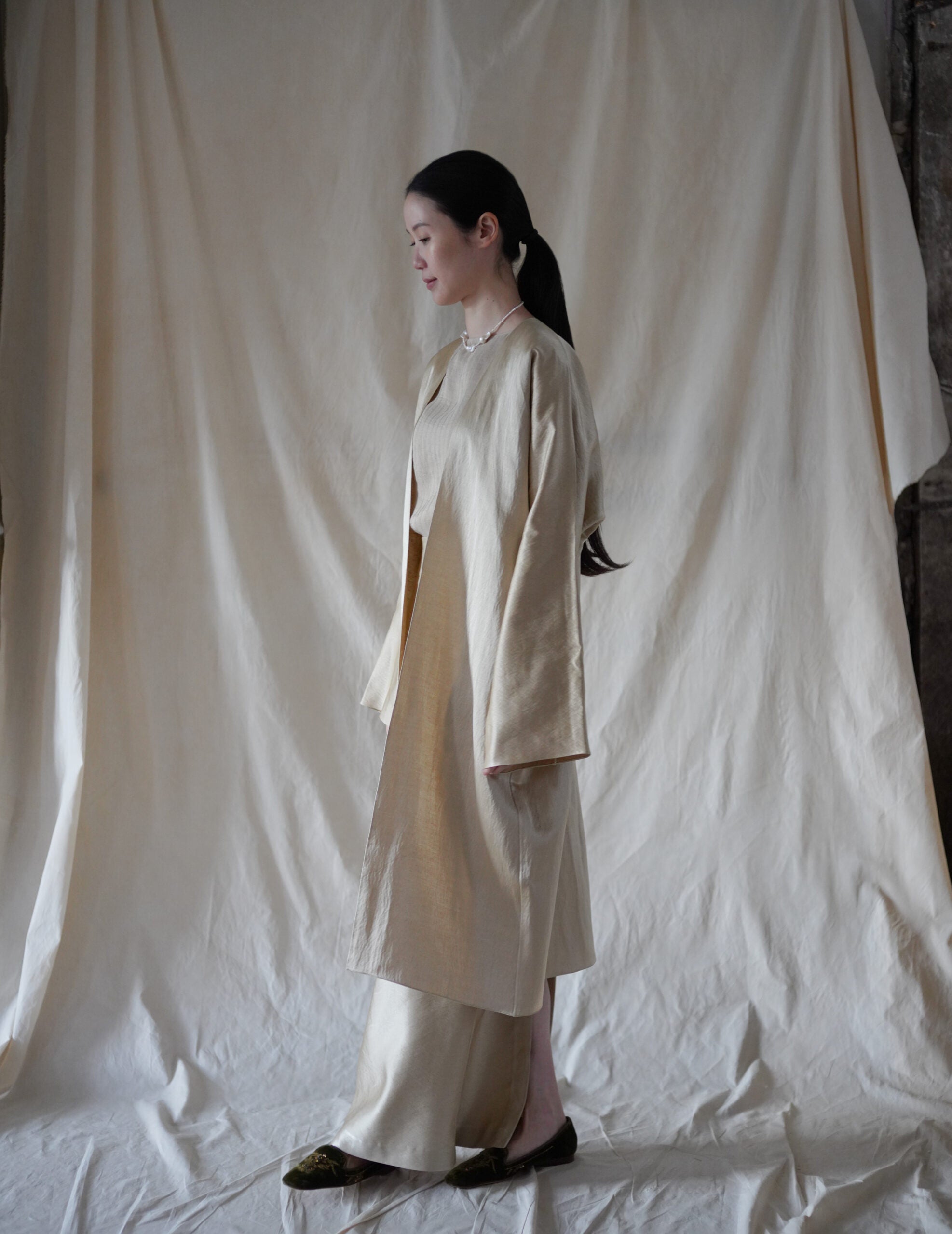  INGA 雙面穿著長外套・金米色