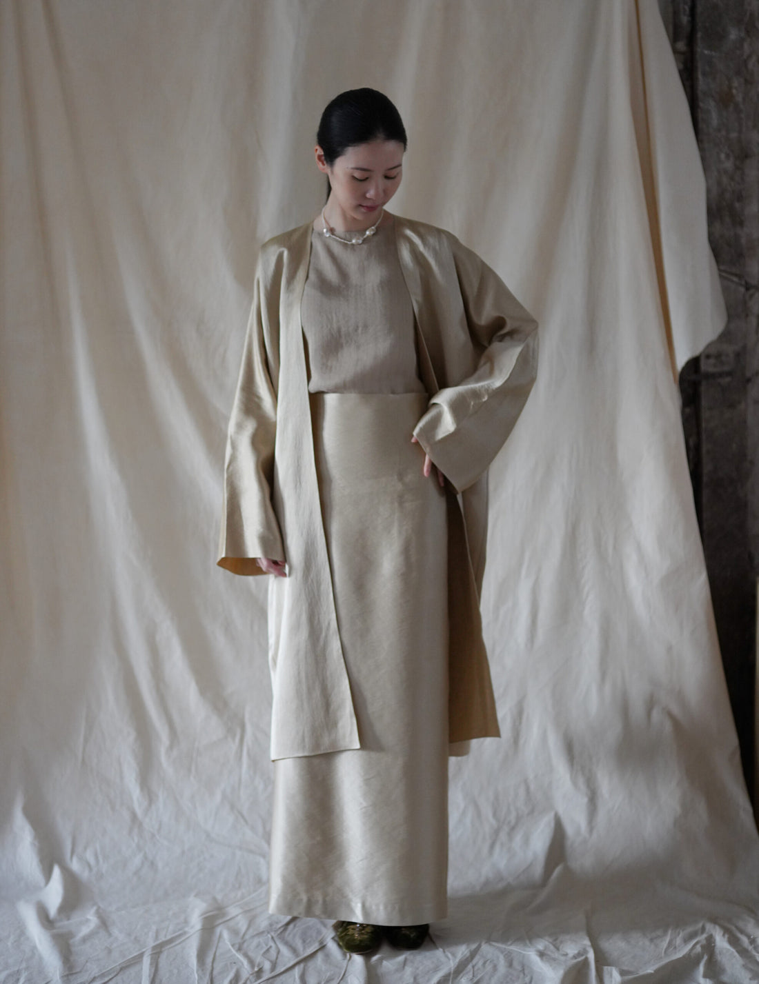  INGA 雙面穿著長外套・金米色