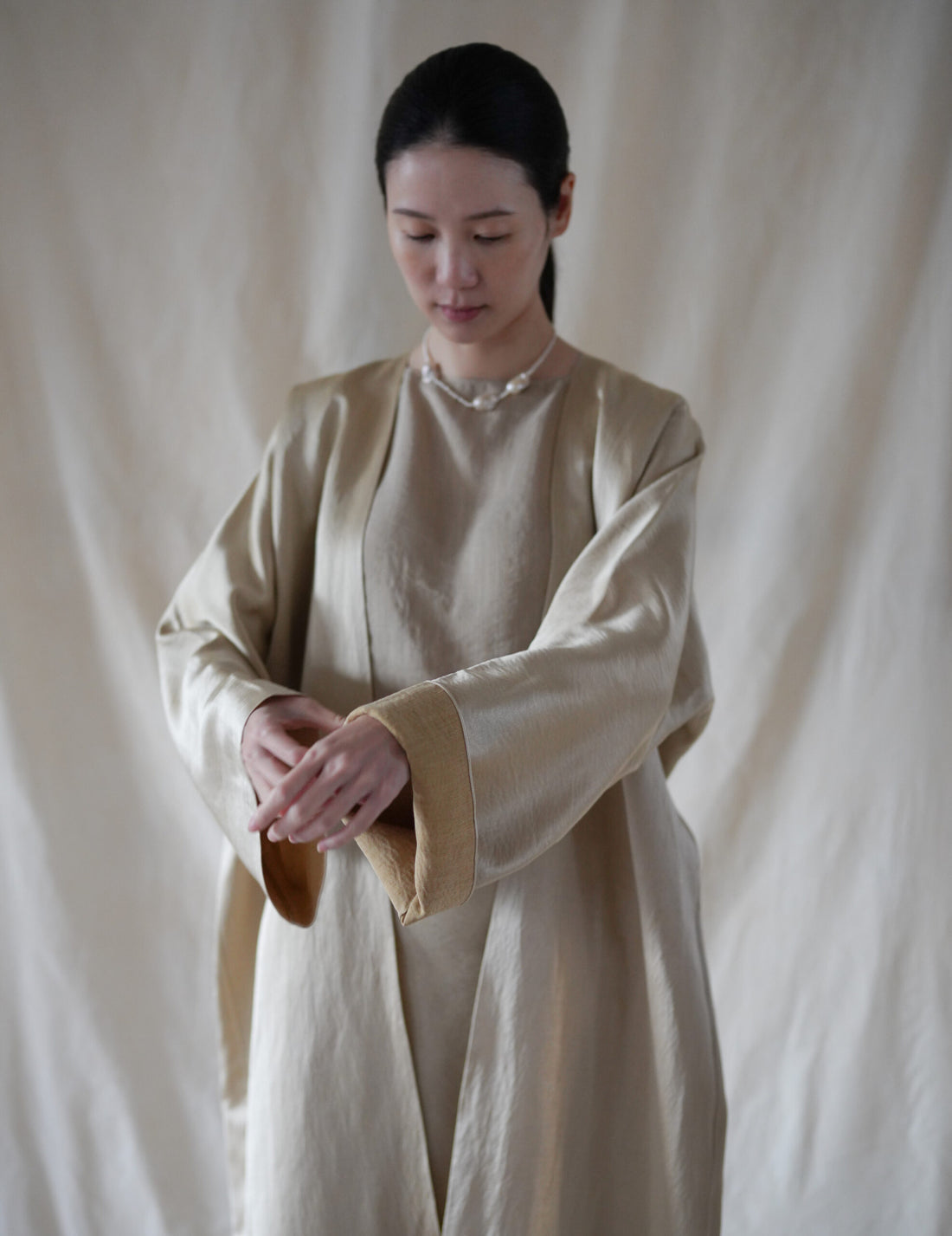  INGA 雙面穿著長外套・金米色