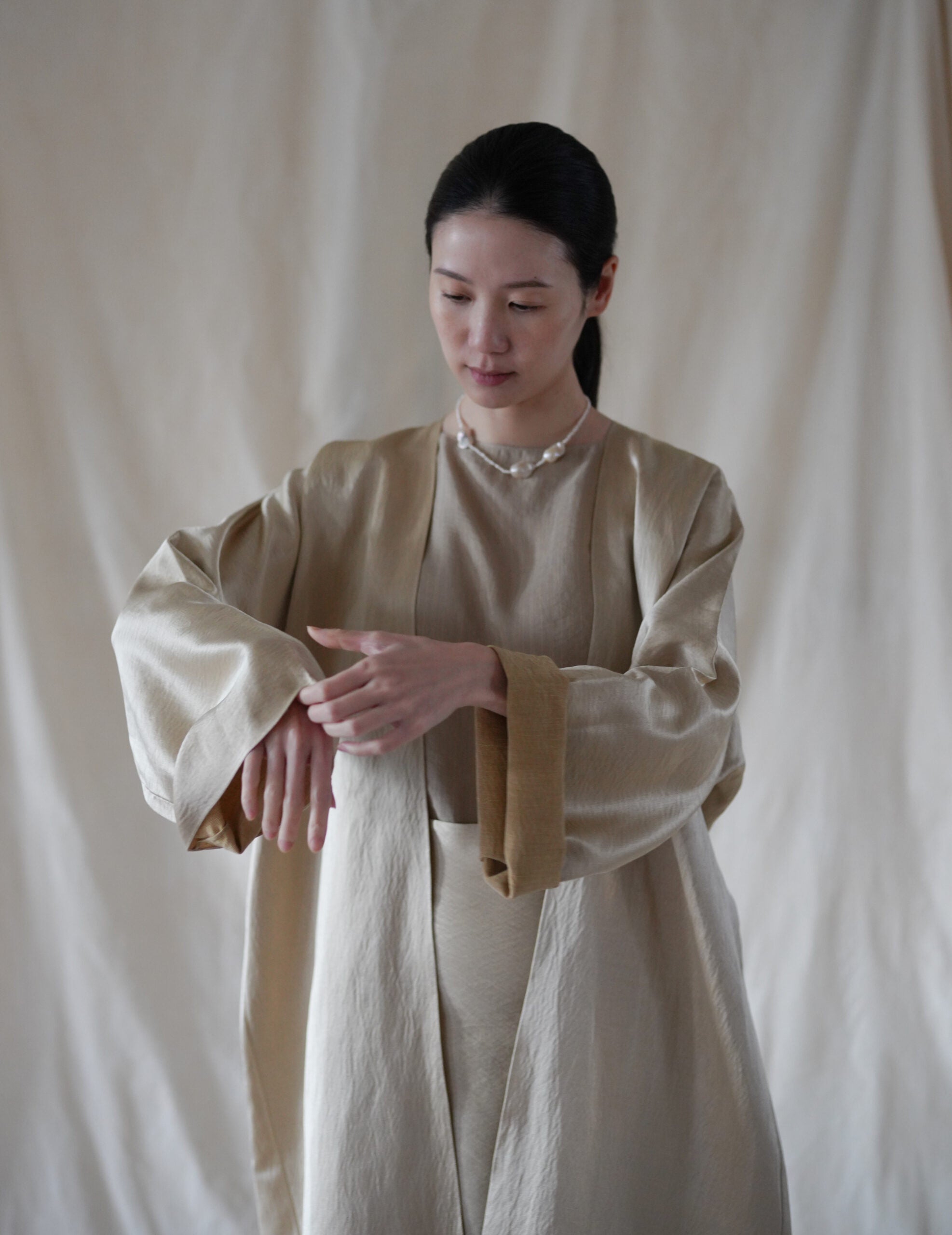  INGA 雙面穿著長外套・金米色