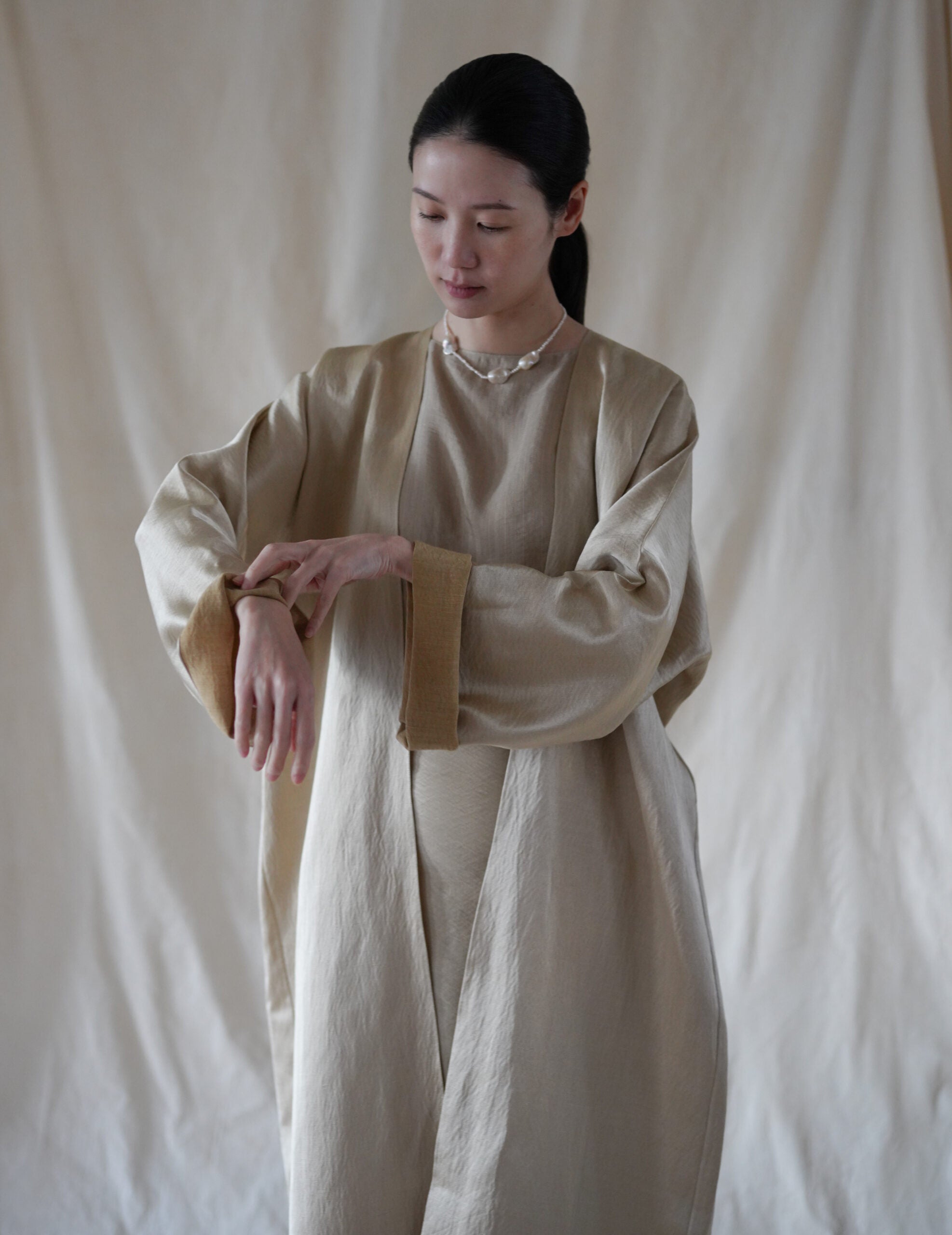  INGA 雙面穿著長外套・金米色