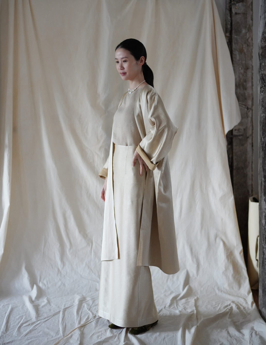  INGA 雙面穿著長外套・金米色