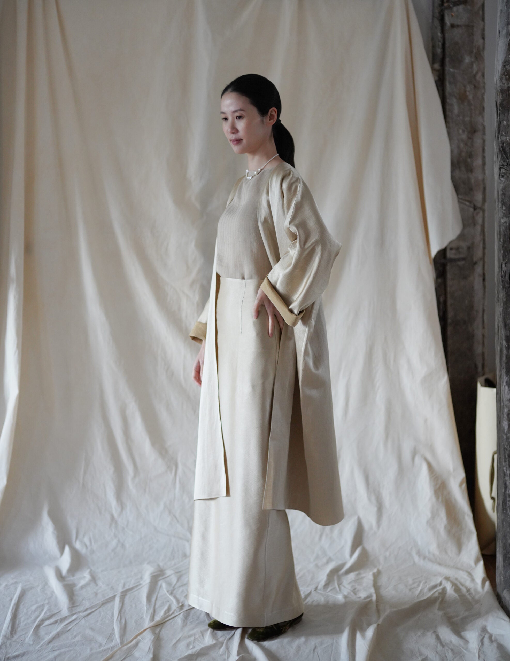  INGA 雙面穿著長外套・金米色