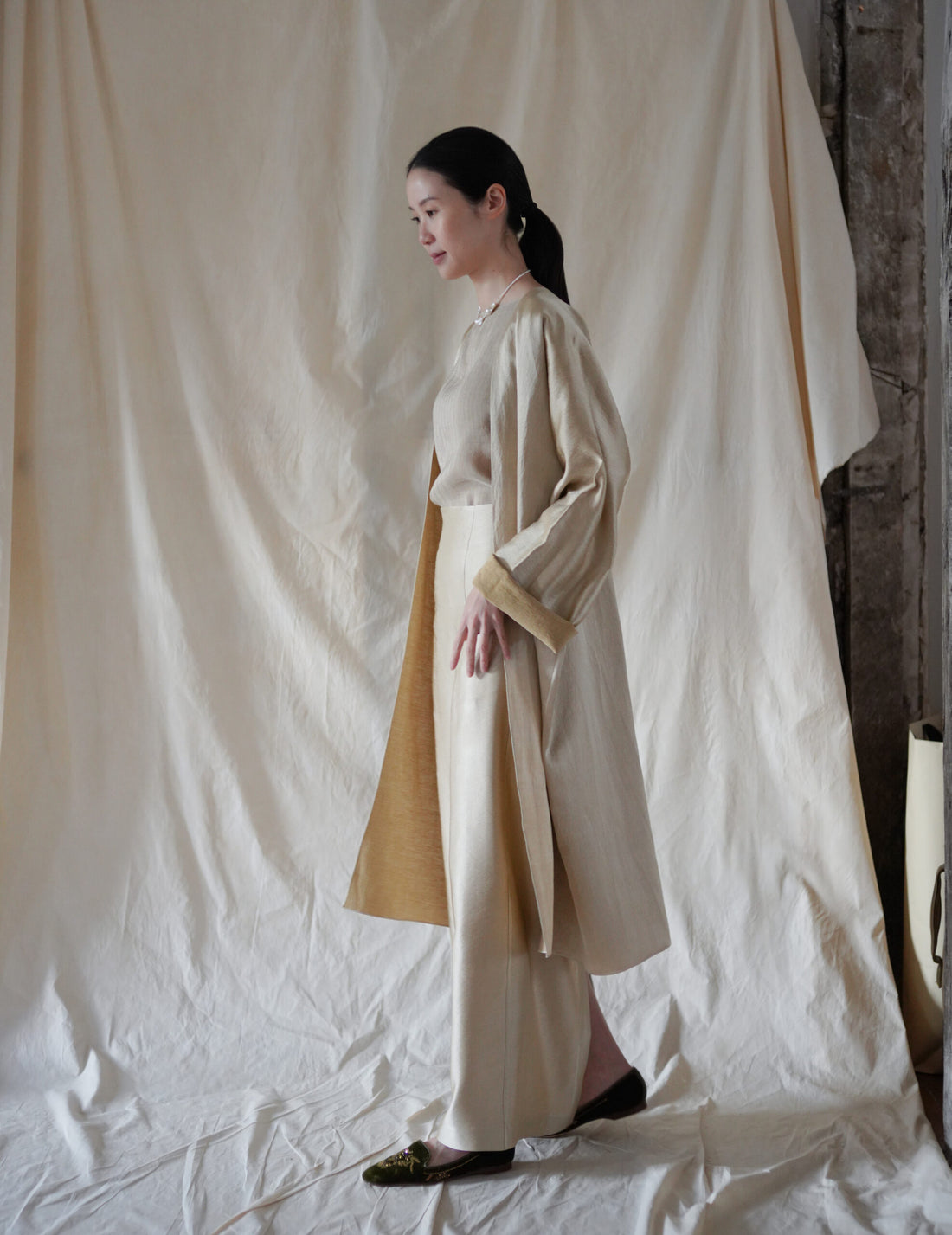  INGA 雙面穿著長外套・金米色