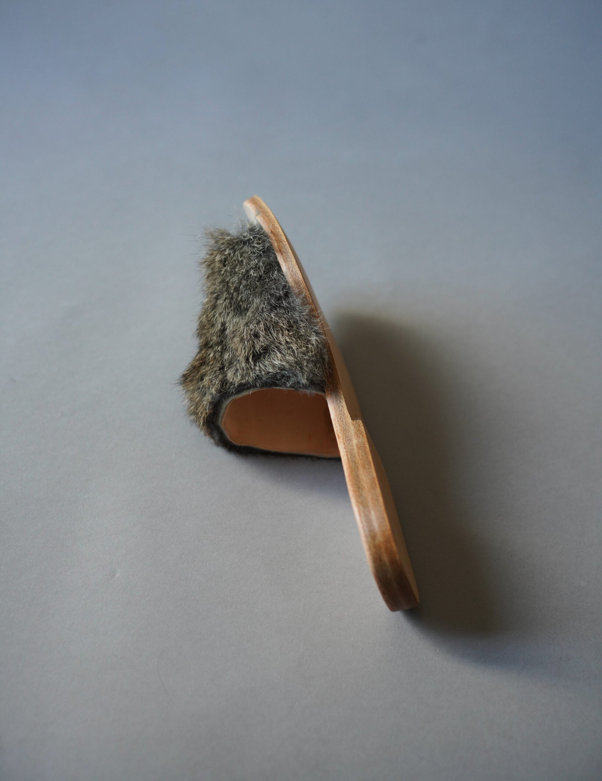 兔毛平底涼鞋・原色