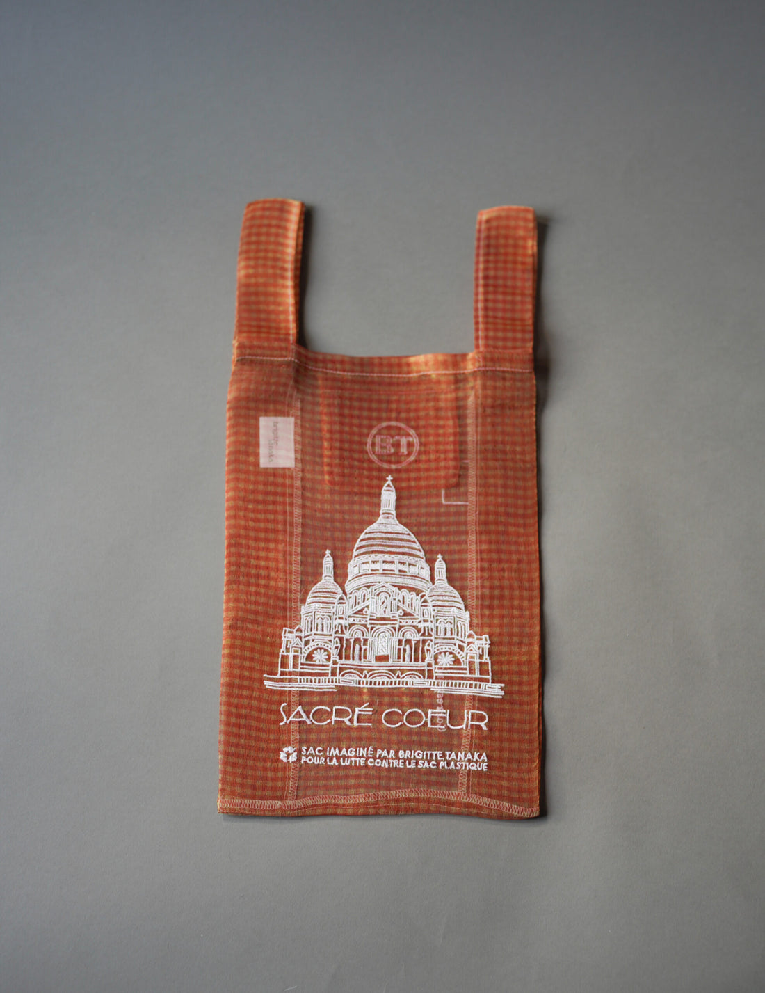 Paris Sacré-Cœur Embroidered Organza Bag・Red Check
