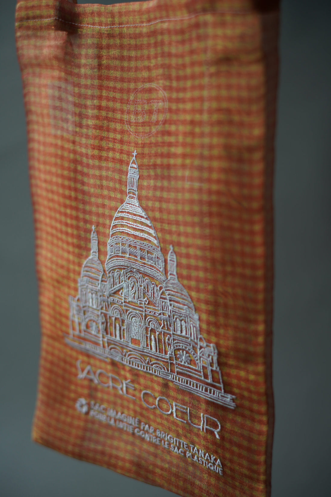 Paris Sacré-Cœur Embroidered Organza Bag・Red Check