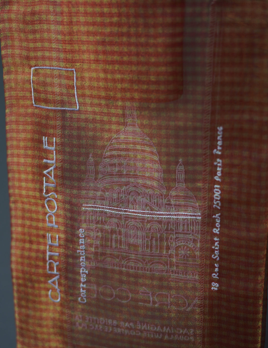 Paris Sacré-Cœur Embroidered Organza Bag・Red Check