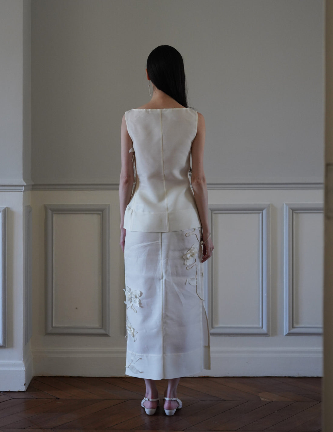 Atelier Noshie 立體花卉鉛筆裙・象牙色