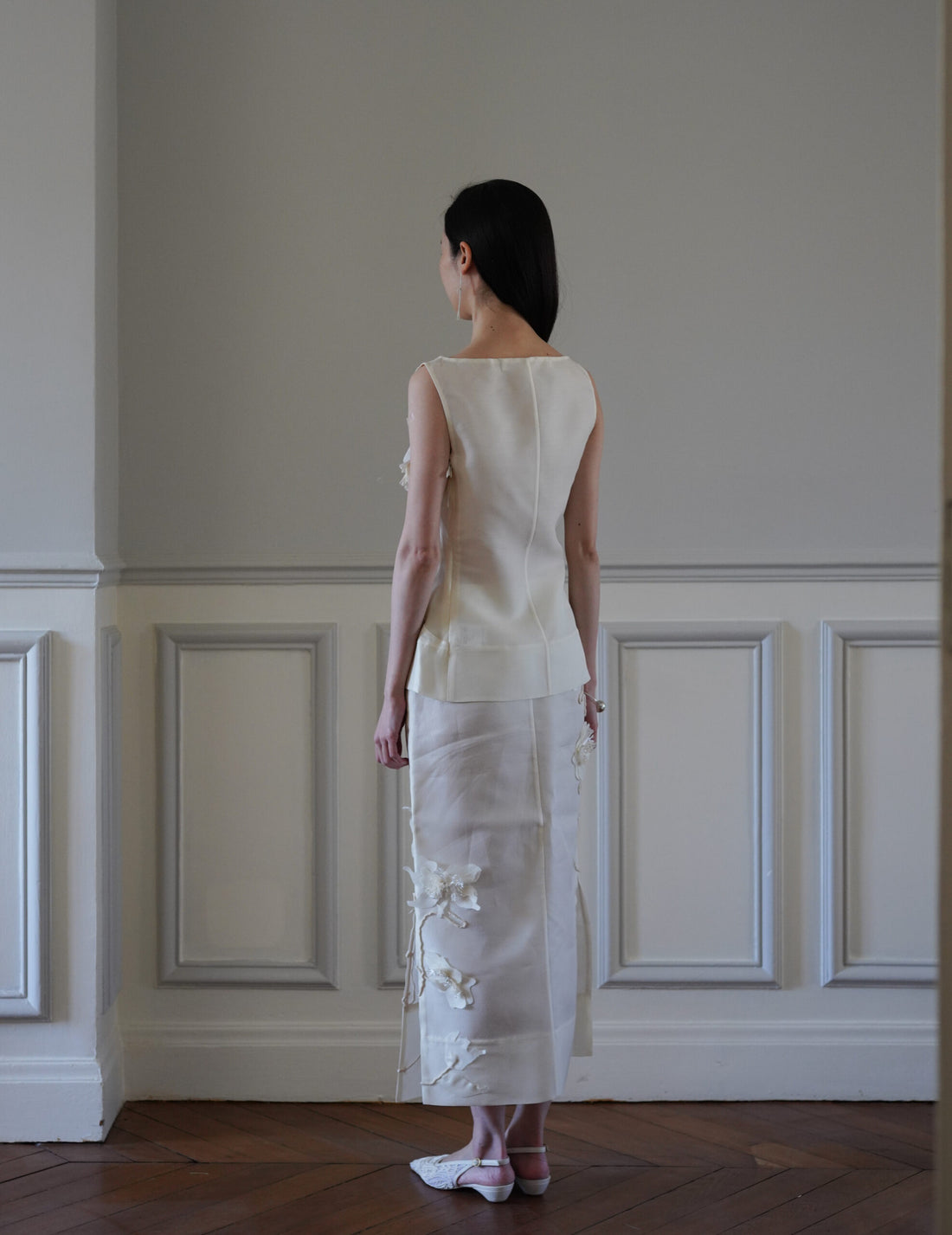 Atelier Noshie 立體花卉鉛筆裙・象牙色