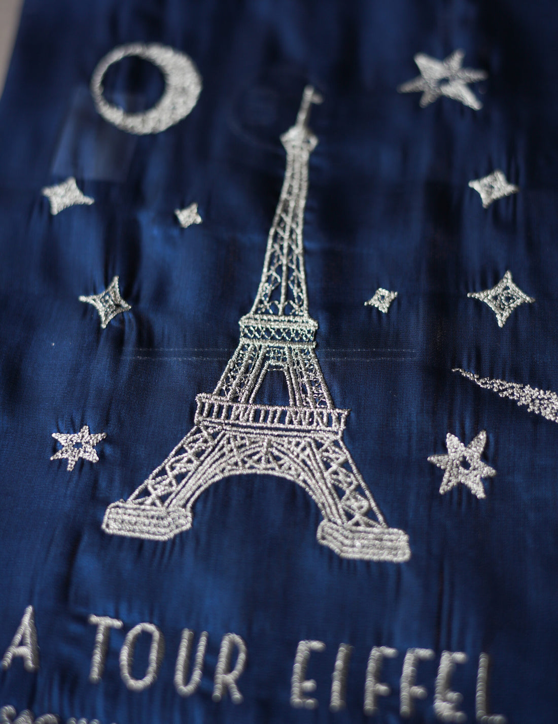 Eiffel Tower Embroidered Organza Bag Blue・ Small
