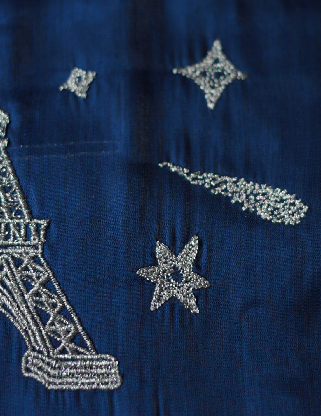 Eiffel Tower Embroidered Organza Bag Blue・ Small