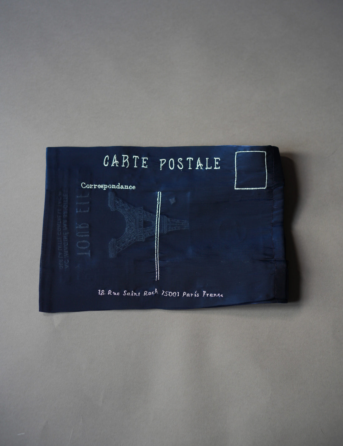Eiffel Tower Embroidered Organza Bag Blue・ Small