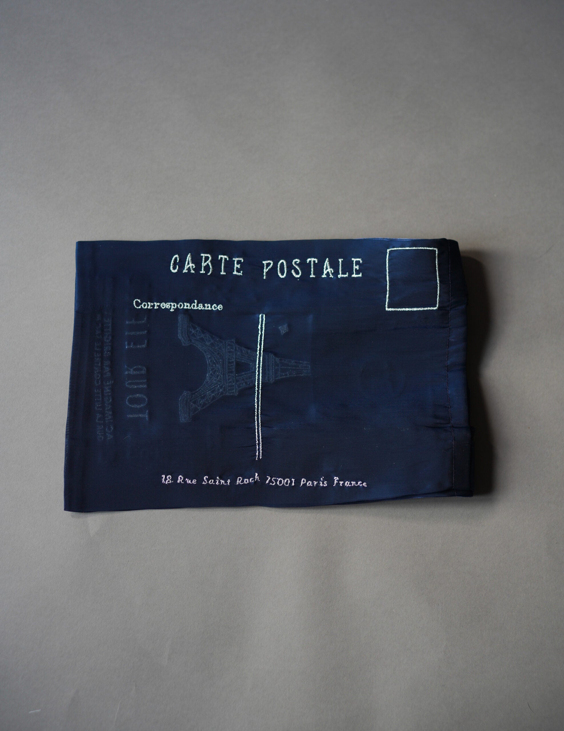 Eiffel Tower Embroidered Organza Bag Blue・ Small