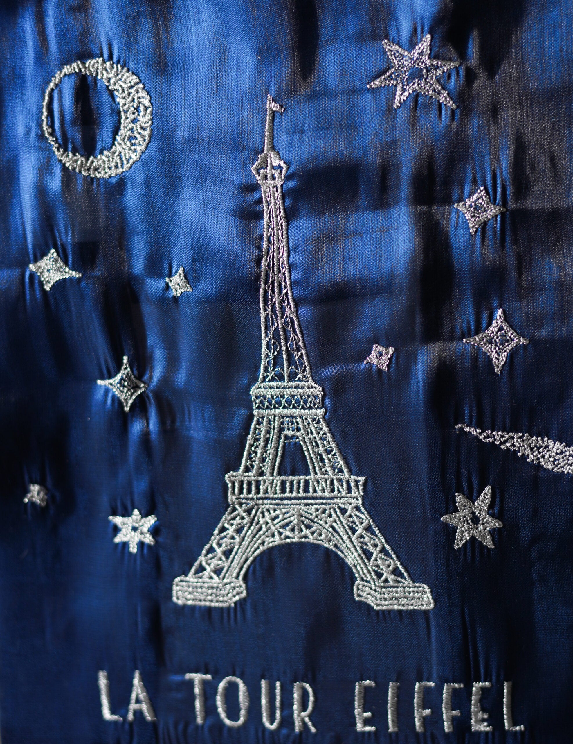 Eiffel Tower Embroidered Organza Bag Blue・ Small