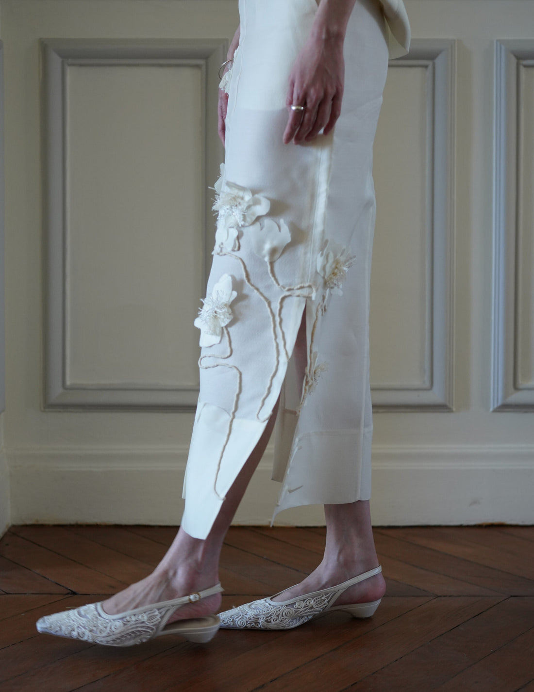 Atelier Noshie 立體花卉鉛筆裙・象牙色