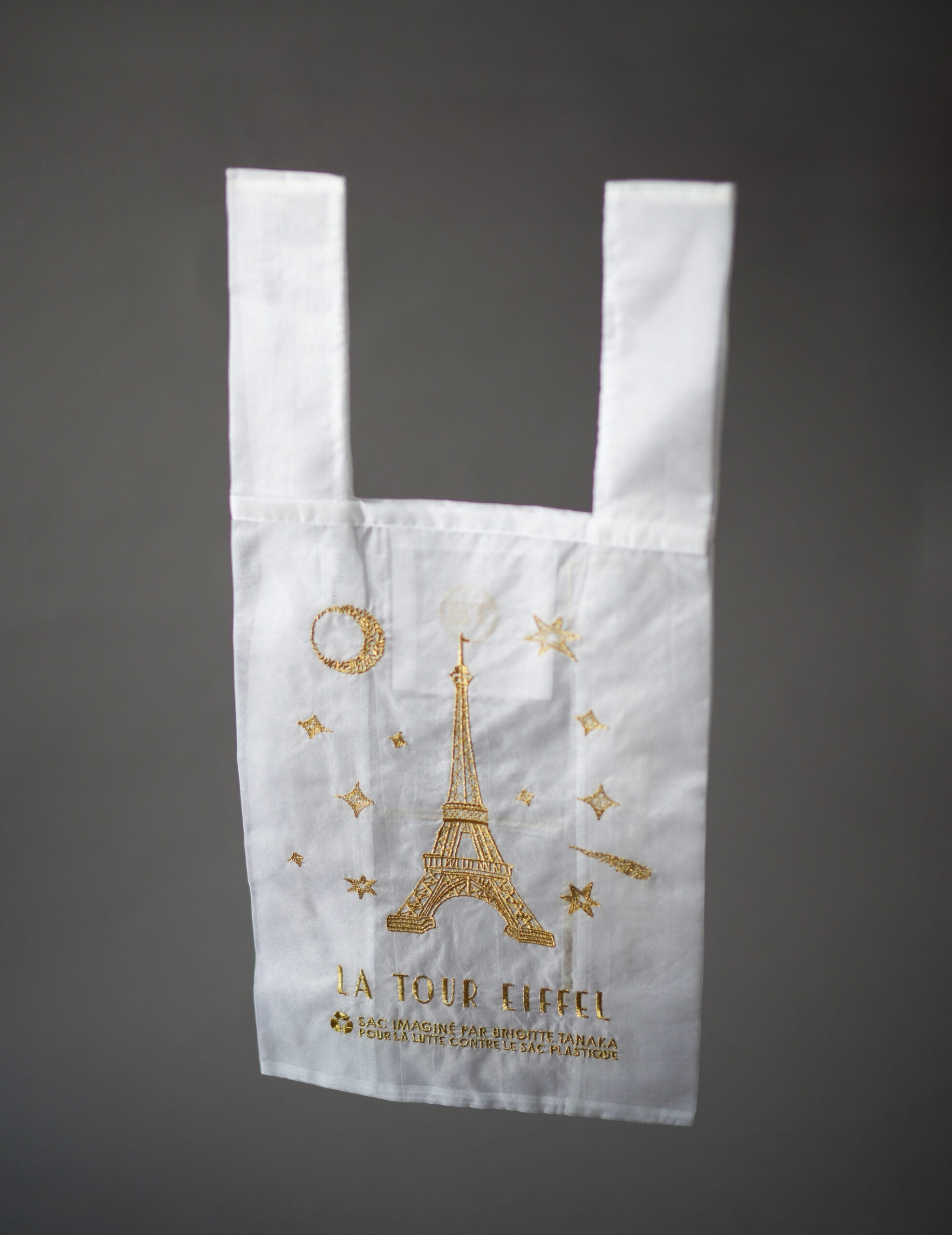 巴黎鐵塔歐根紗手袋白色・大