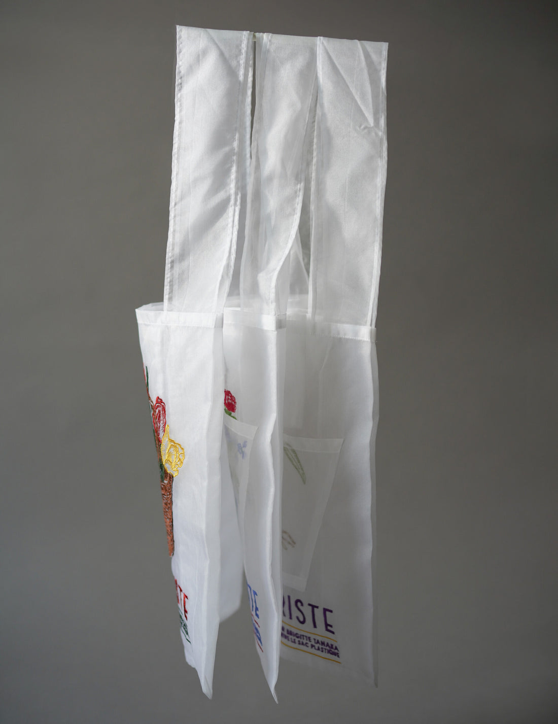 Florist Basket Embroidered Organza Bag