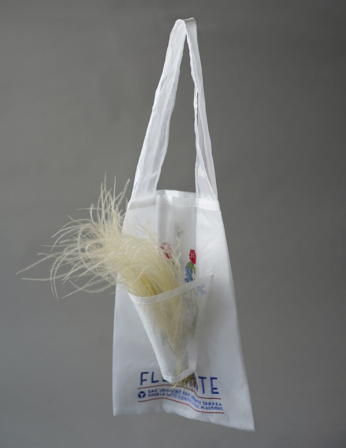 小紅花刺繡歐根紗手袋