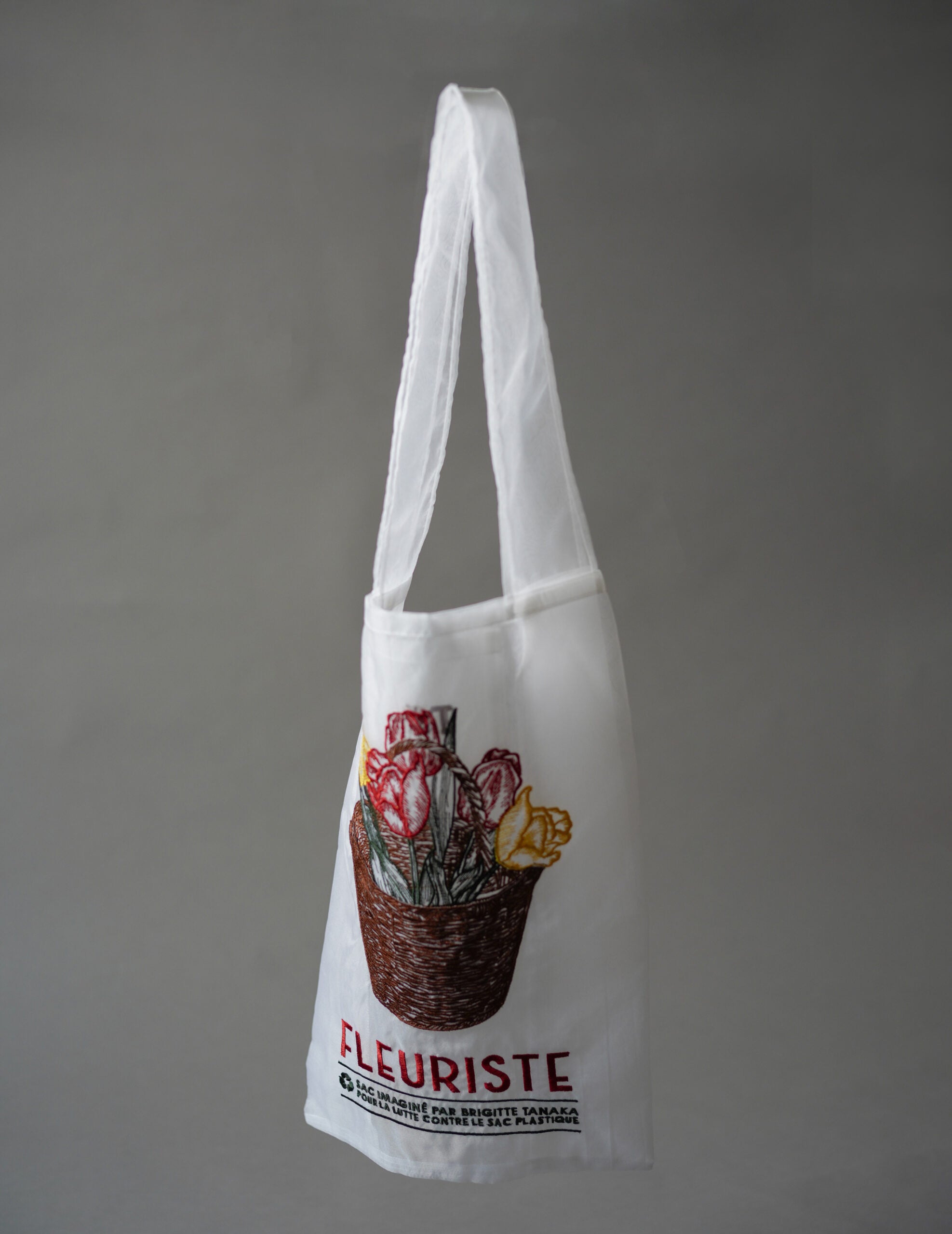 花籃刺繡歐根紗手袋