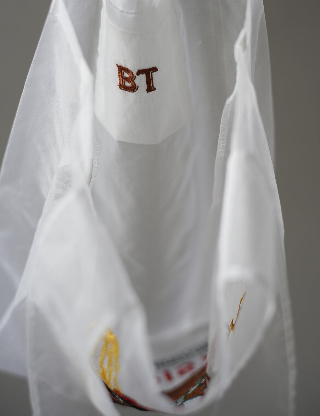 Florist Basket Embroidered Organza Bag