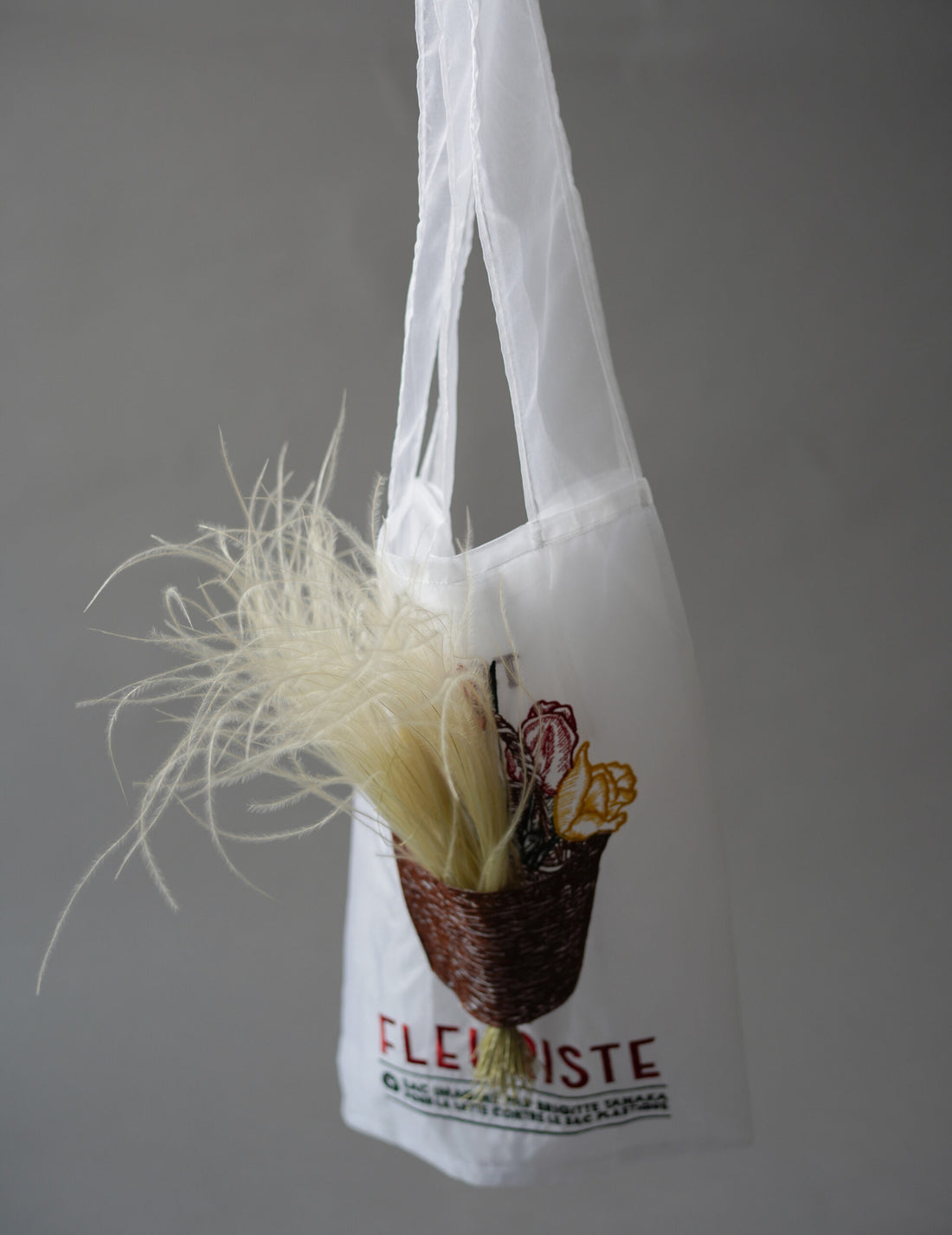 Florist Basket Embroidered Organza Bag
