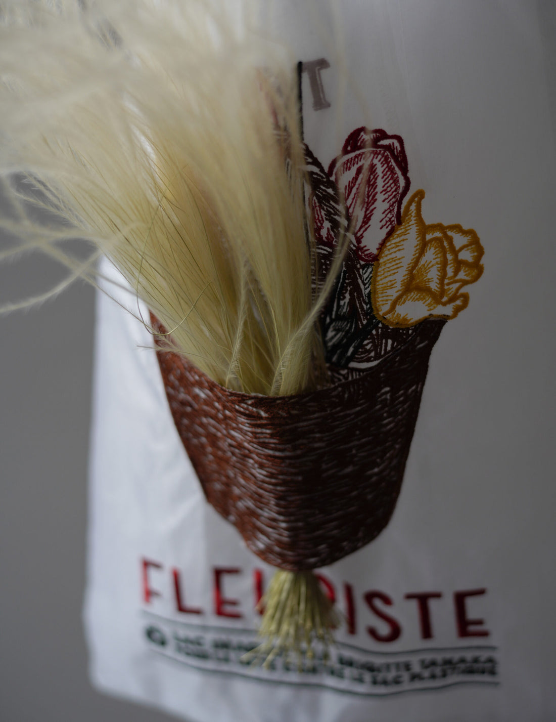 Florist Basket Embroidered Organza Bag