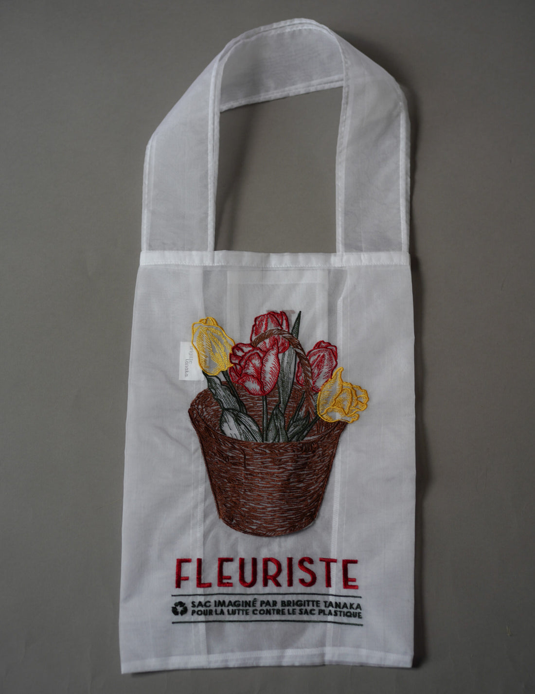 Florist Basket Embroidered Organza Bag