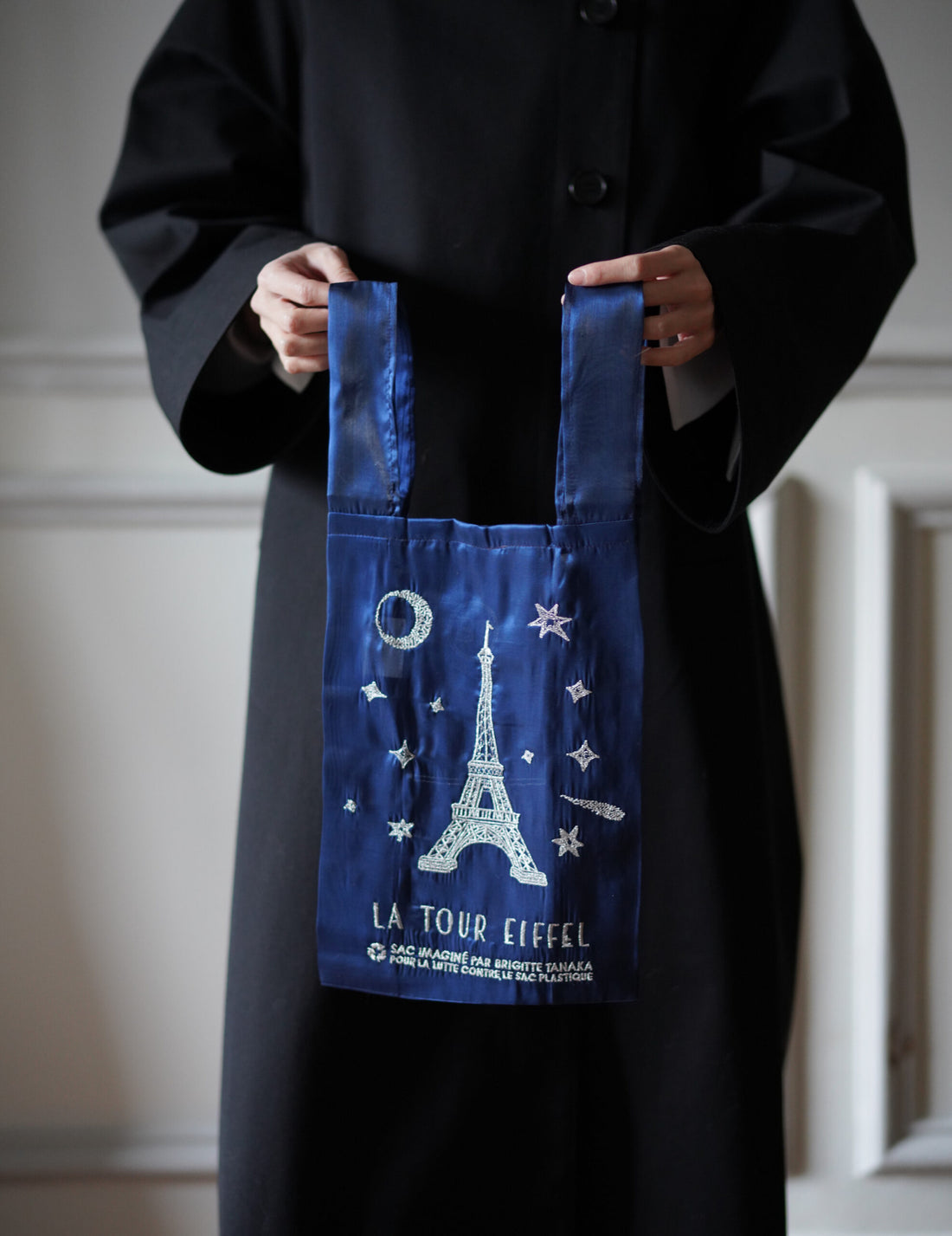 Eiffel Tower Embroidered Organza Bag Blue・ Small