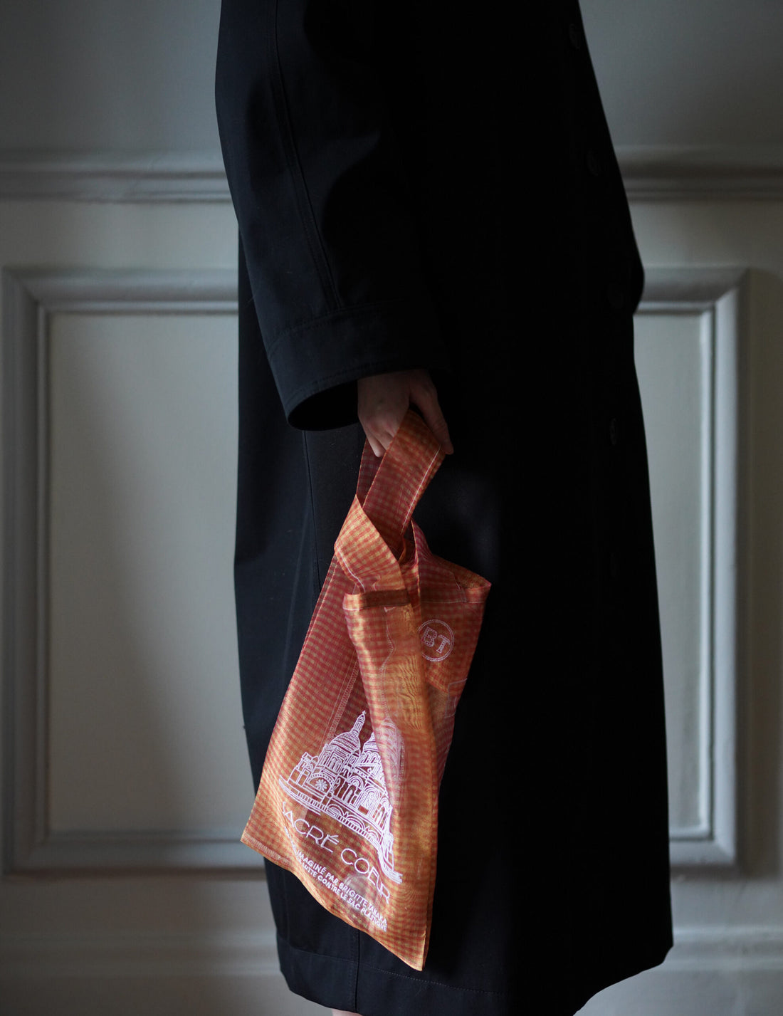 Paris Sacré-Cœur Embroidered Organza Bag・Red Check