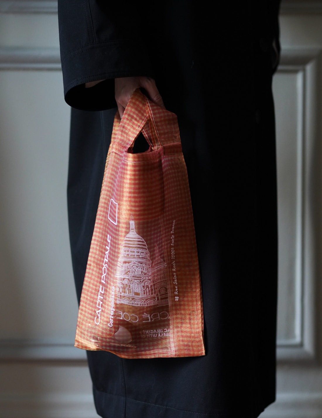 Paris Sacré-Cœur Embroidered Organza Bag・Red Check