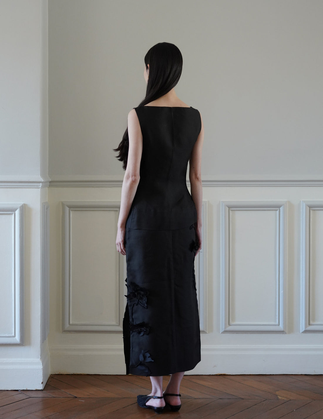 Atelier Noshie 立體花卉鉛筆裙・黑色