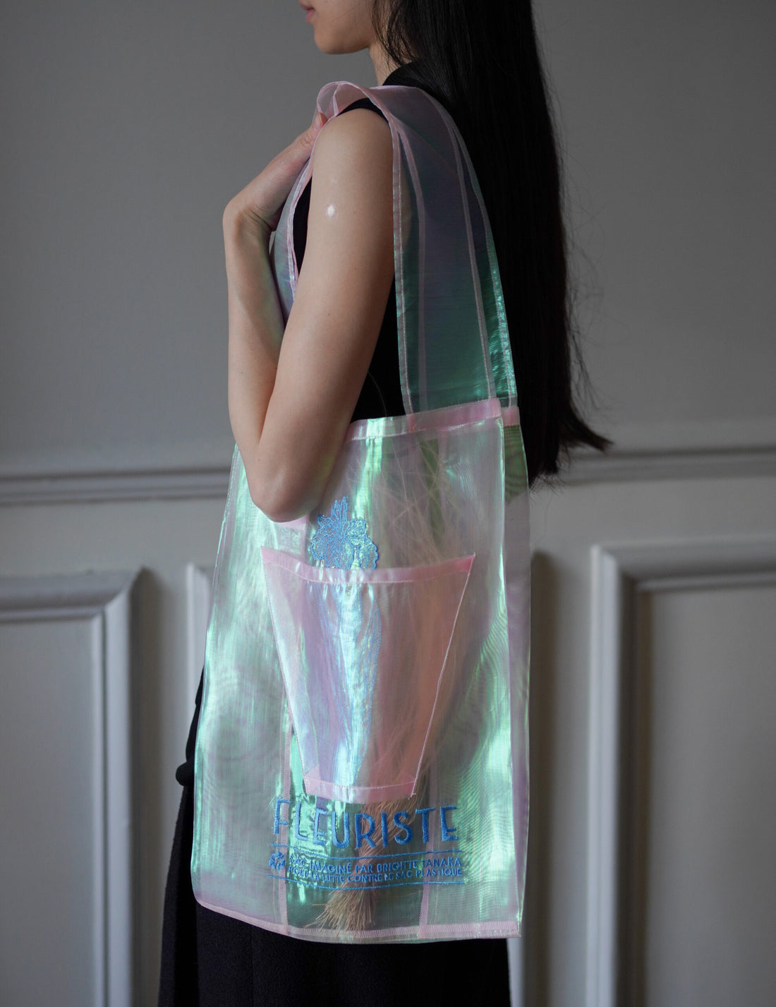 極光花藝刺繡歐根紗手袋