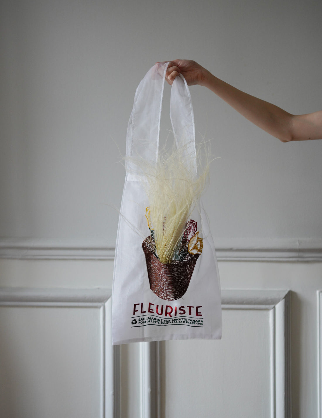 Florist Basket Embroidered Organza Bag