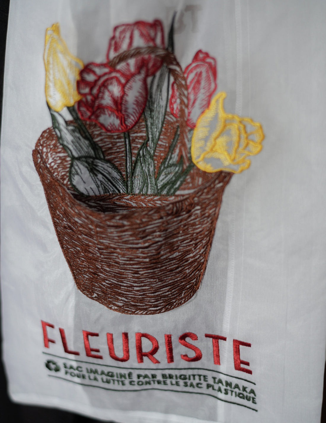 Florist Basket Embroidered Organza Bag