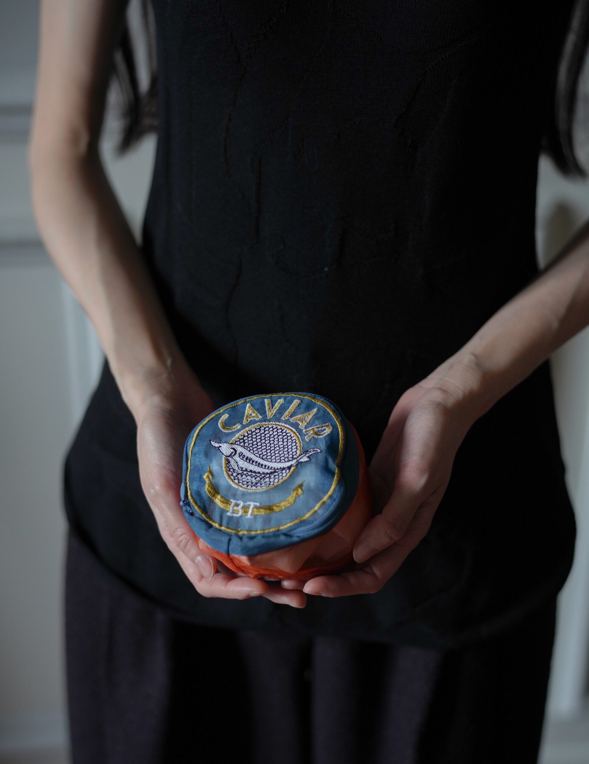 魚子醬罐刺繡歐根紗收納包