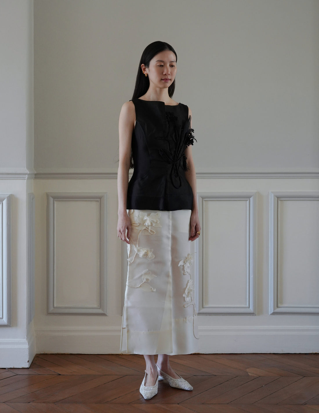 Atelier Noshie 立體花卉鉛筆裙・象牙色