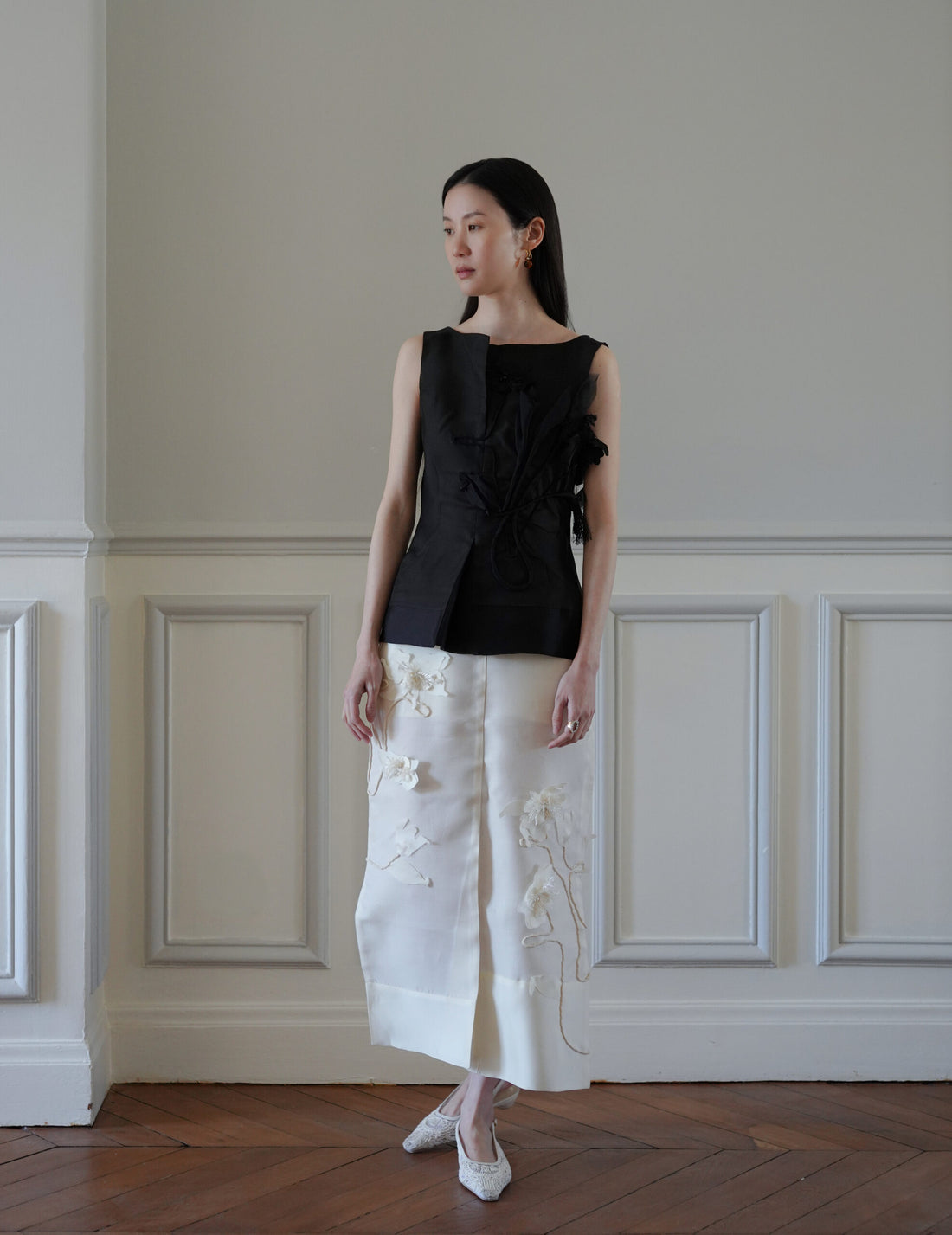 Atelier Noshie 立體花卉鉛筆裙・象牙色