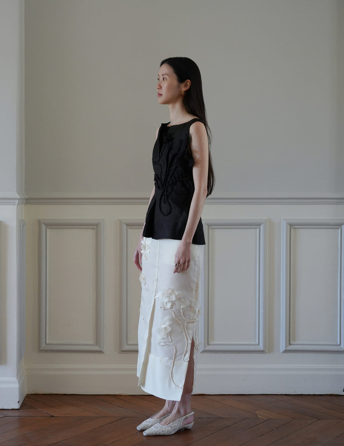 Atelier Noshie 立體花卉鉛筆裙・象牙色