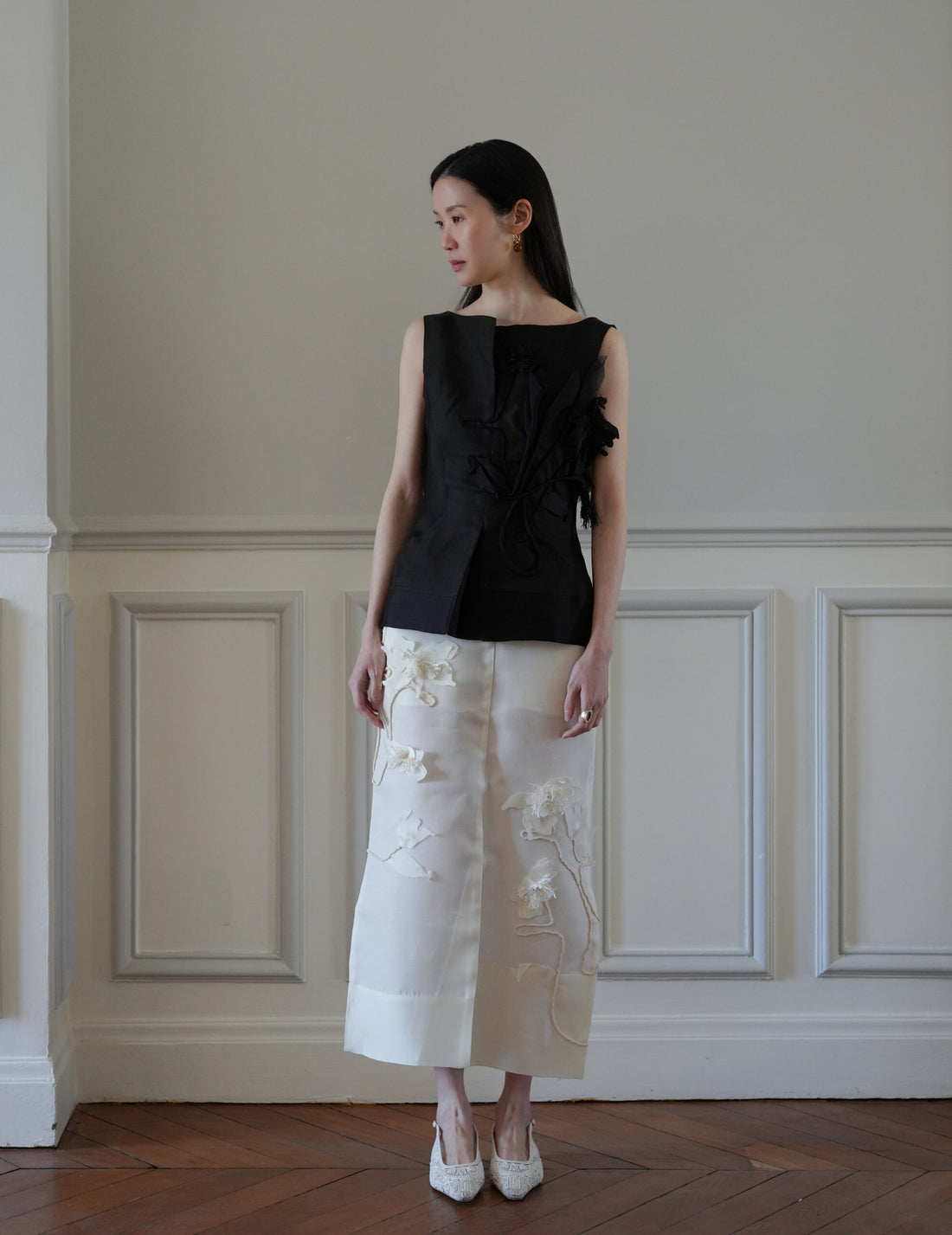 Atelier Noshie 立體花卉鉛筆裙・象牙色