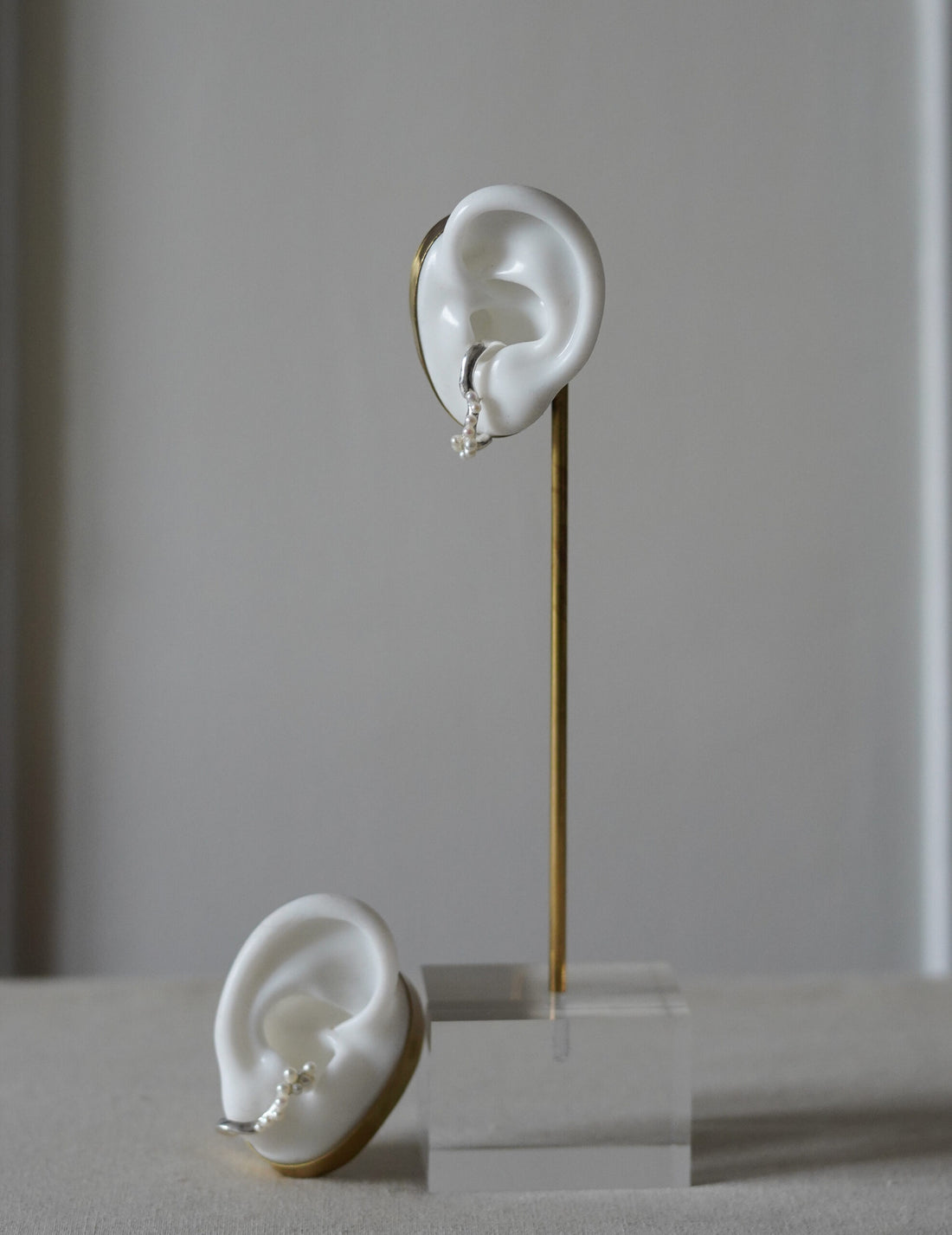 Pearled Wave 銀質耳釘