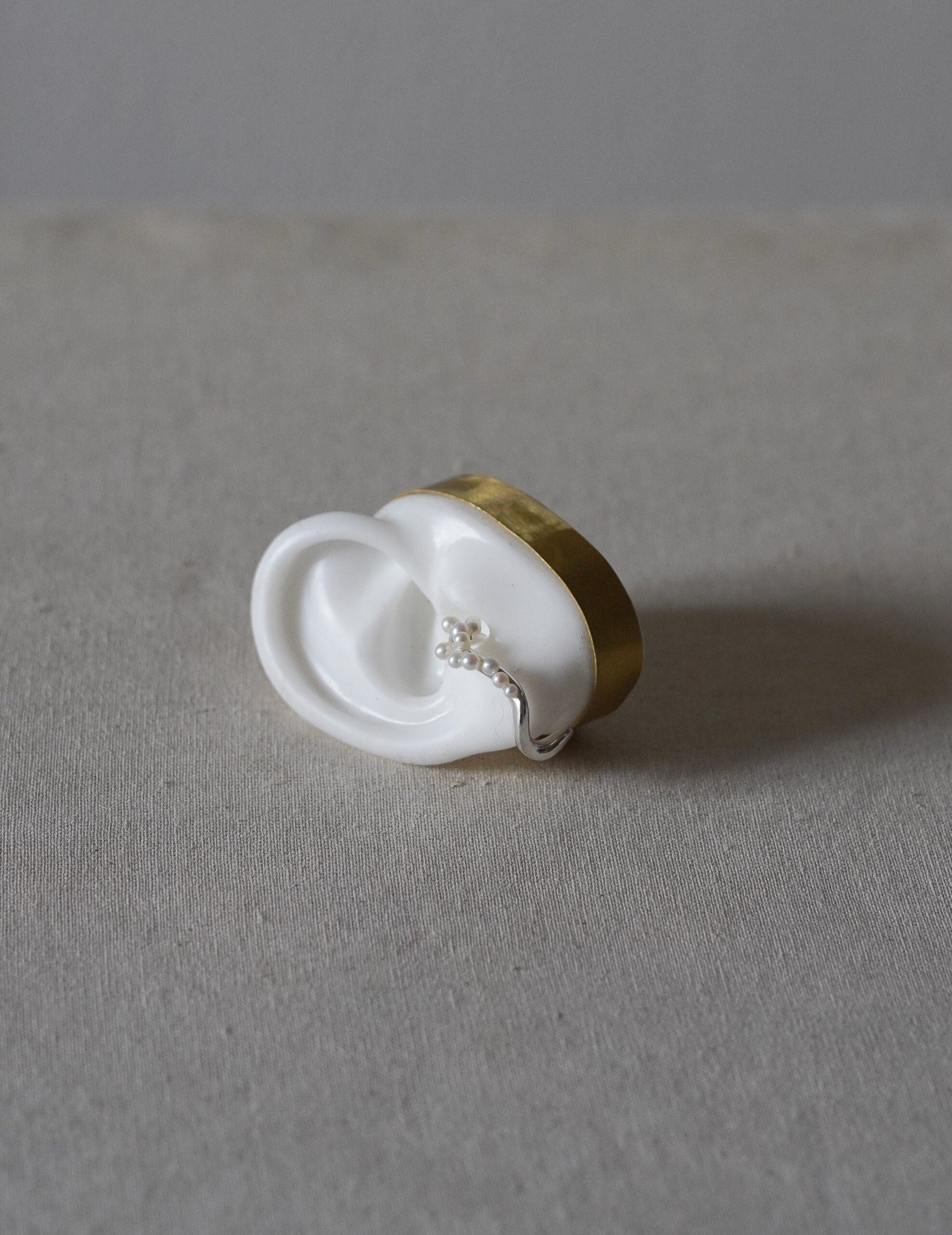 Pearled Wave Silver Earrings