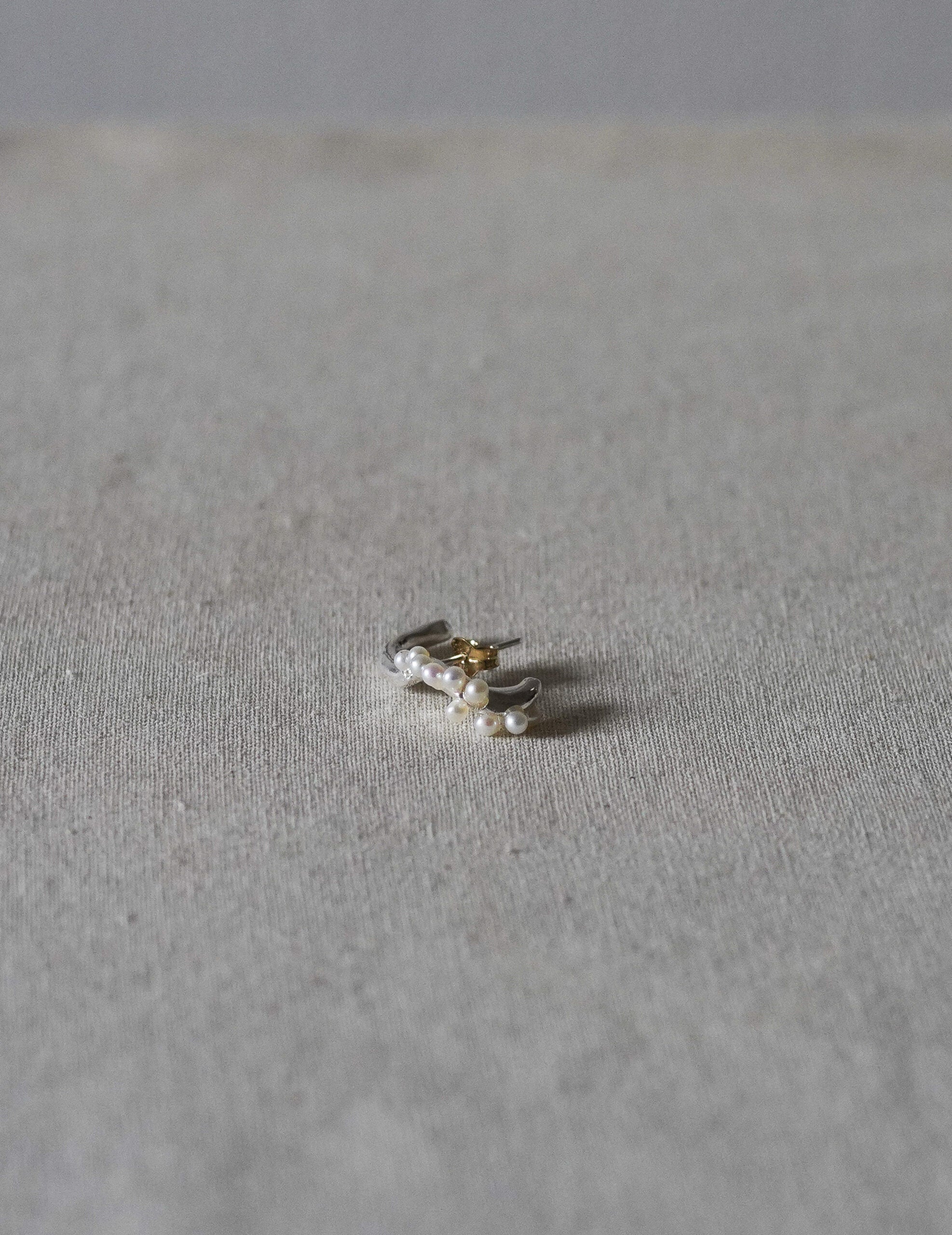 Pearled Wave Silver Earrings